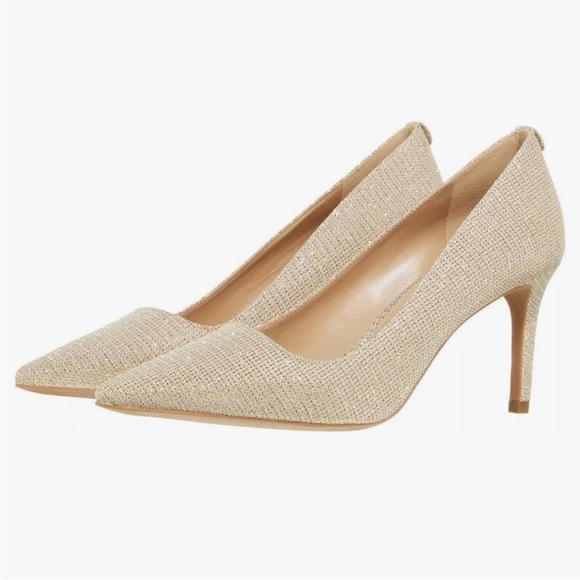 Michael Kors Alina gold flex glitter chain mesh pumps heels | 6.5 - Picture 1 of 9